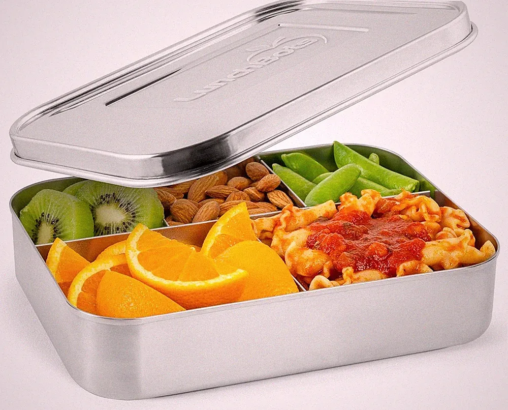 Stainless Steel Lunch Container - Five-Section Design Holds a Variety of Foods