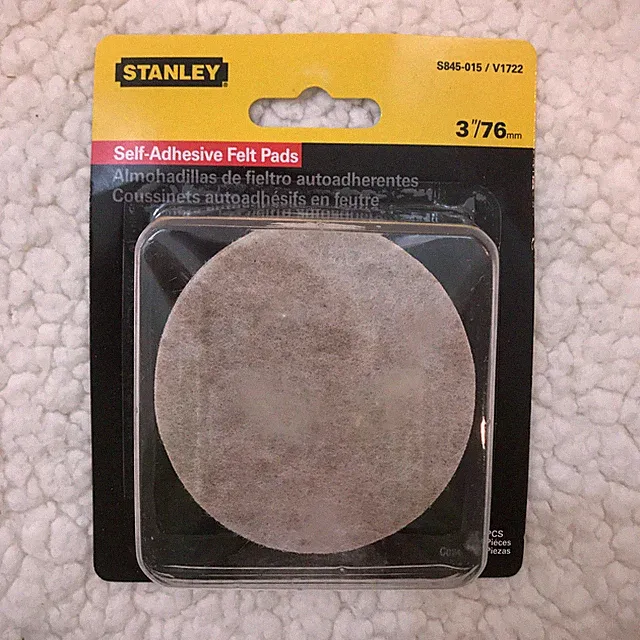 Stanley Felt Furniture Pads 3 Inch Round Heavy Duty Adhesive Back 4 Pack