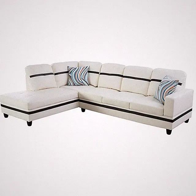 Star Home Living Corp Ben Faux Leather Left Sectional Sofa in White and Black