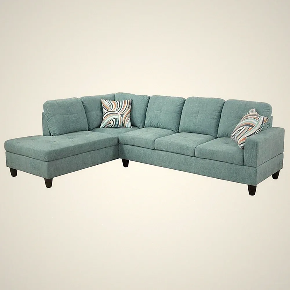 Star Home Living Corp Ben Lint Fabric Left Sectional Sofa in Seafoam Blue