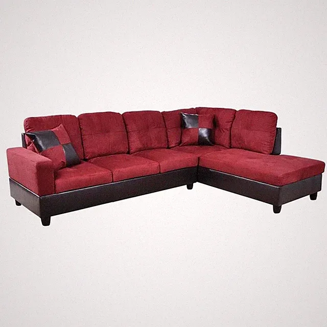 Star Home Living Corp Chris Microfiber Fabric Right Facing Sectional in Red