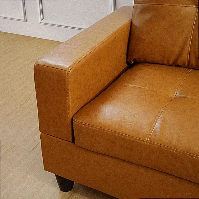 Star Home Living Corp Harry Faux Leather Right Sectional Sofa in Ginger Brown