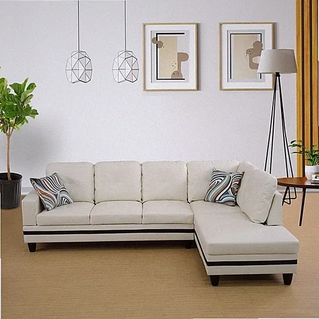 Star Home Living Corp Harry Faux Leather Right Sectional Sofa in White/Black
