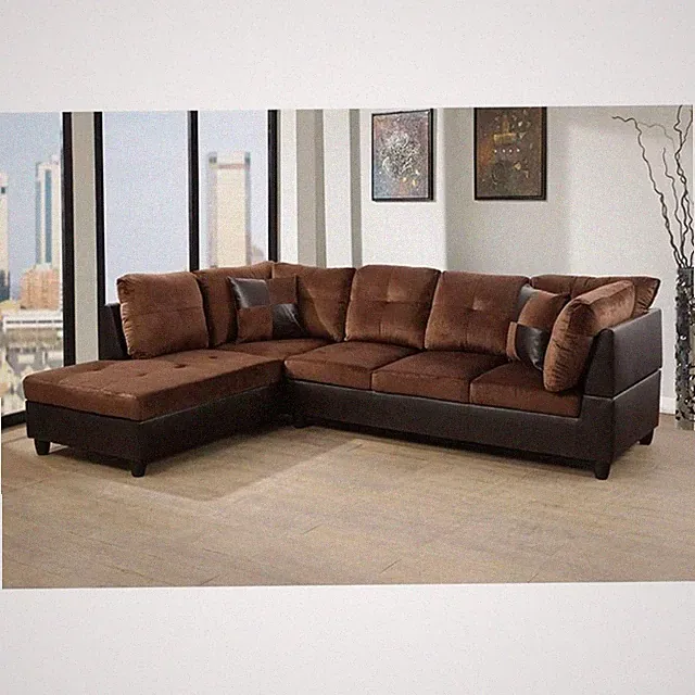 Star Home Living Corp Timmy Microfiber Fabric Left Facing Sectional in Chocolate