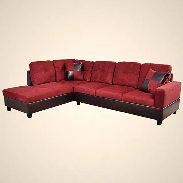 Star Home Living Corp Timmy Microfiber Fabric Left Facing Sectional in Red
