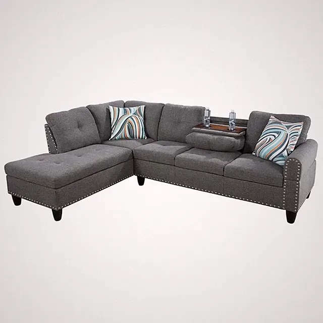 Star Home Living Corp Venus Linen Fabric Sectional Sofa in Gray