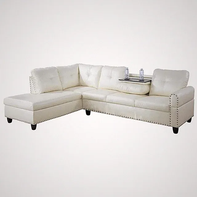 Star Home Living Corp Yolanda Faux Leather Sectional Sofa in Shiny White