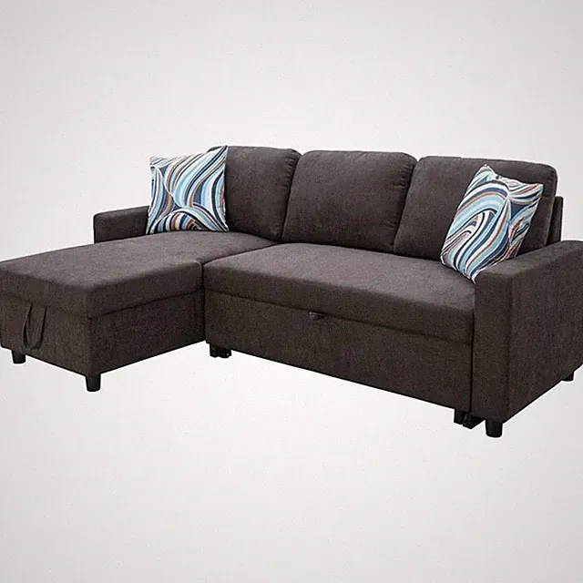 Star Home Living Hannah Microfiber Fabric Revers. Sectional Sofa in Dark Brown