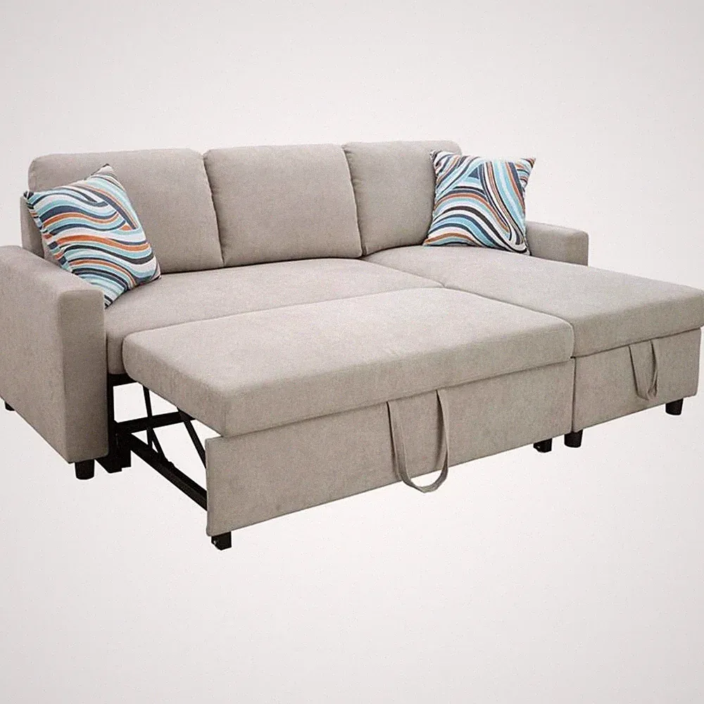 Star Home Living Hannah Microfiber Fabric Revers. Sectional Sofa in Gray