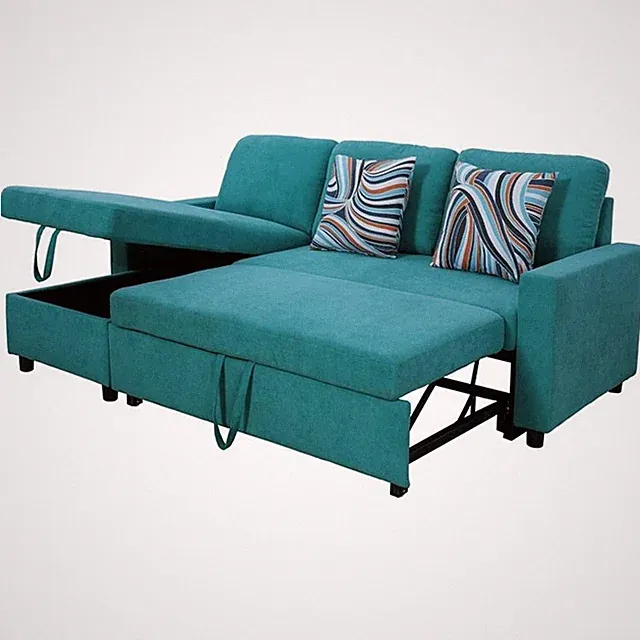 Star Home Living Hannah Microfiber Fabric Revers. Sectional Sofa in Green