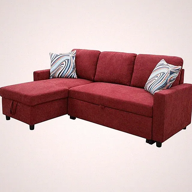 Star Home Living Hannah Microfiber Fabric Revers. Sectional Sofa in Red