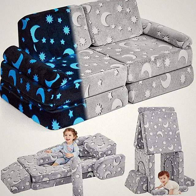 Star Modular Kids Play Couch for Toddlers 1-3, Convertible & Washable Toddler...