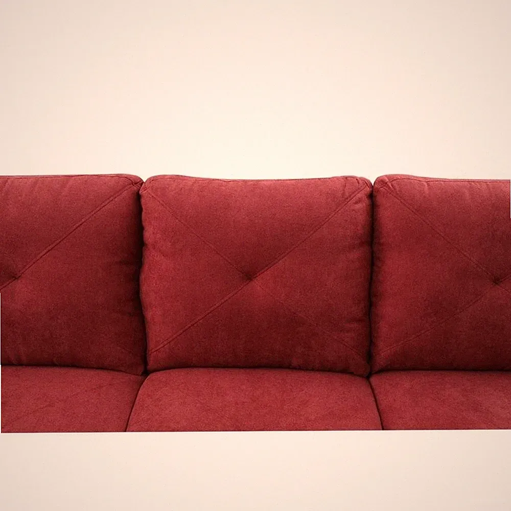 Starhome L Shaped Red Couch with Storage Ottoman(Pillows Included) Microfiber
