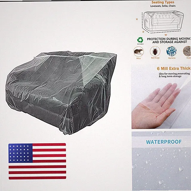 STARTWO Plastic Couch Cover Heavy Duty Water Resistant Thick Clear 42x92x42 inch