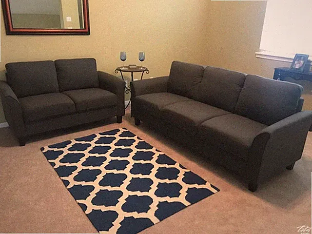 Steel (grey) linen sofa and loveseat