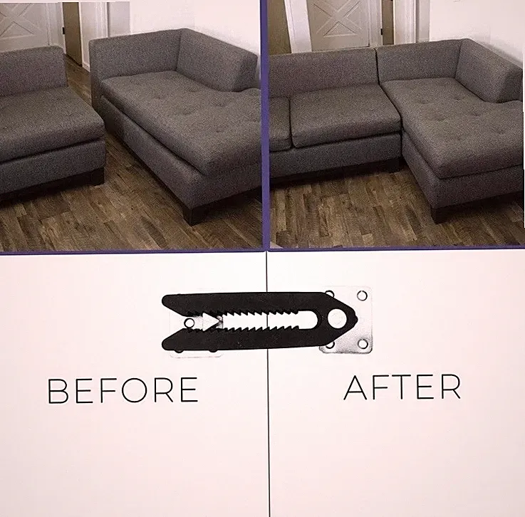 Steel Non-Slip Sectional Connectors for Sliding Sofas Adjustable Clips for Couch