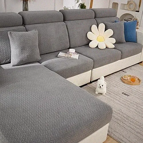 Stlemiko BF-526 Couch Covers for Sectional L Shape Sofa Slipcovers Gray Large