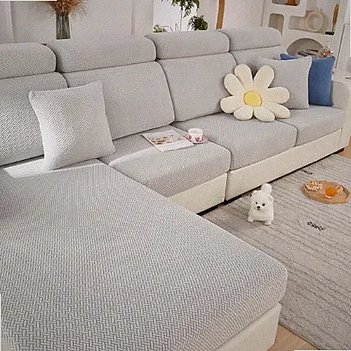 Stlemiko L Shape Sectional Sofa Slipcover Light Gray X-Large Single Seat Cover