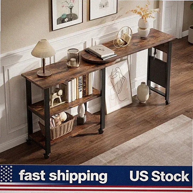 Storage Bag Sofa Side Table 360 Swivel Charging Station 2Tier Lockable