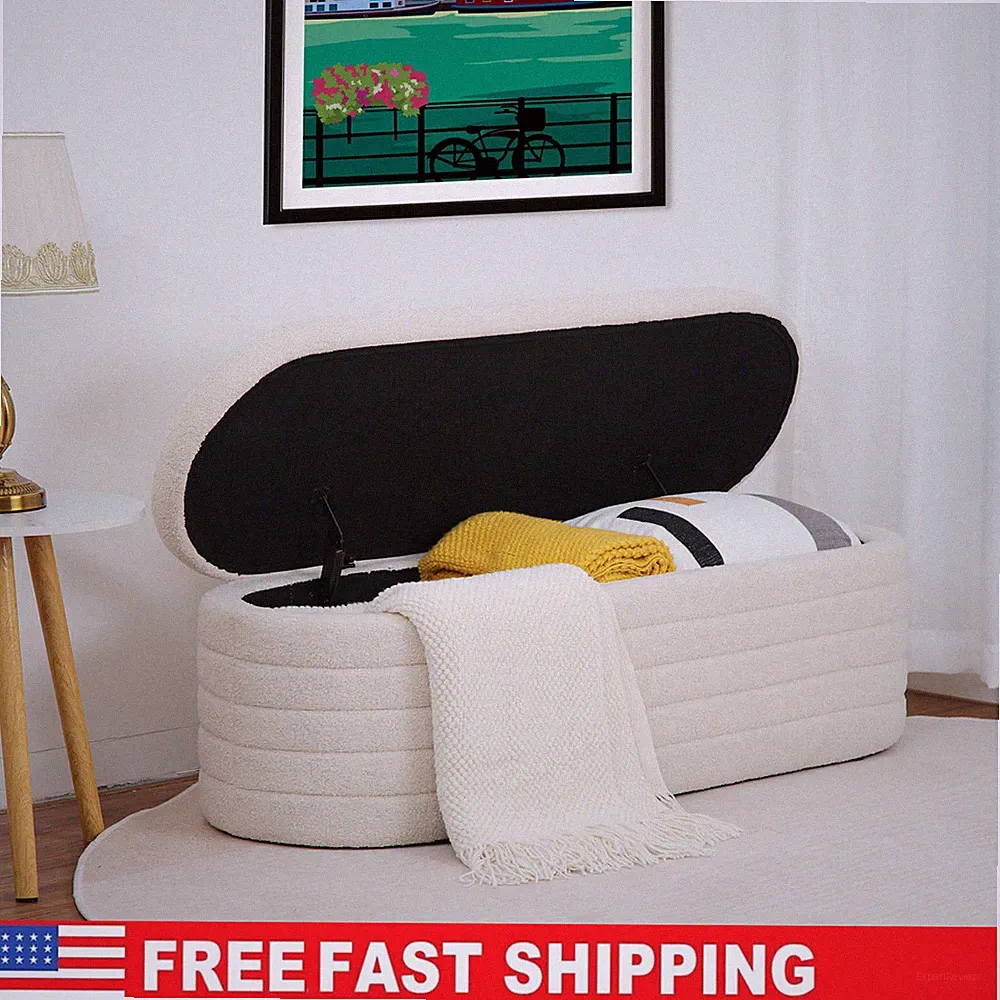 Storage Ottoman Bench 45“ Sofa End Bed Tool Footrest For Bedroom Modern Cozy US