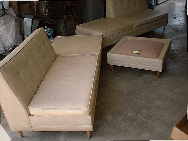 Stratford Mid Century Sofa VINTAGE RETRO Sectional HALF BACK OTTOMAN Very Rare