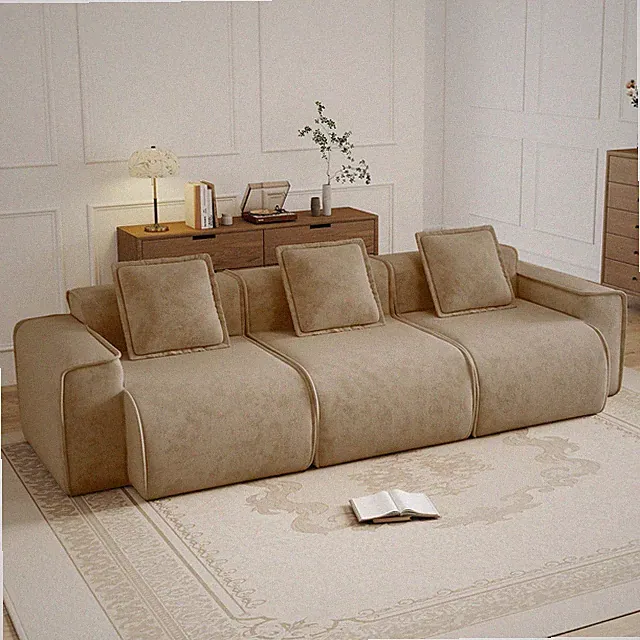 Streamlined Design Deep Seat Modular 3 Seat Boneless Sofa with French Edge Pip