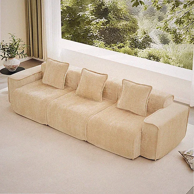 Streamlined Design Deep Seat Modular 3 Seat Boneless Sofa with French Edge Pip
