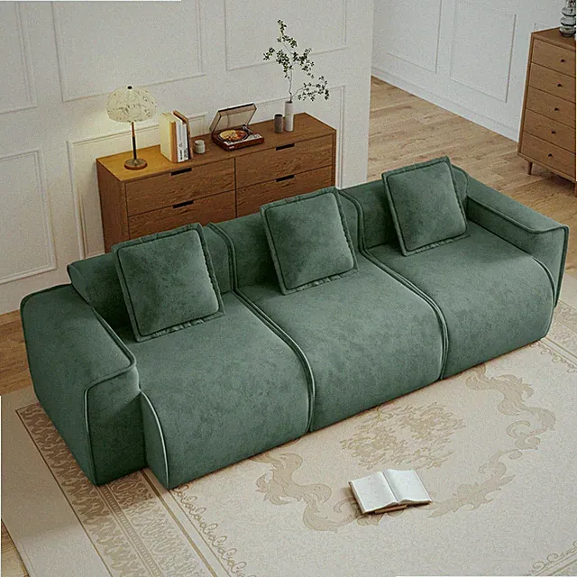 Streamlined Design Deep Seat Modular 3 Seat Boneless Sofa with French Edge Pipi
