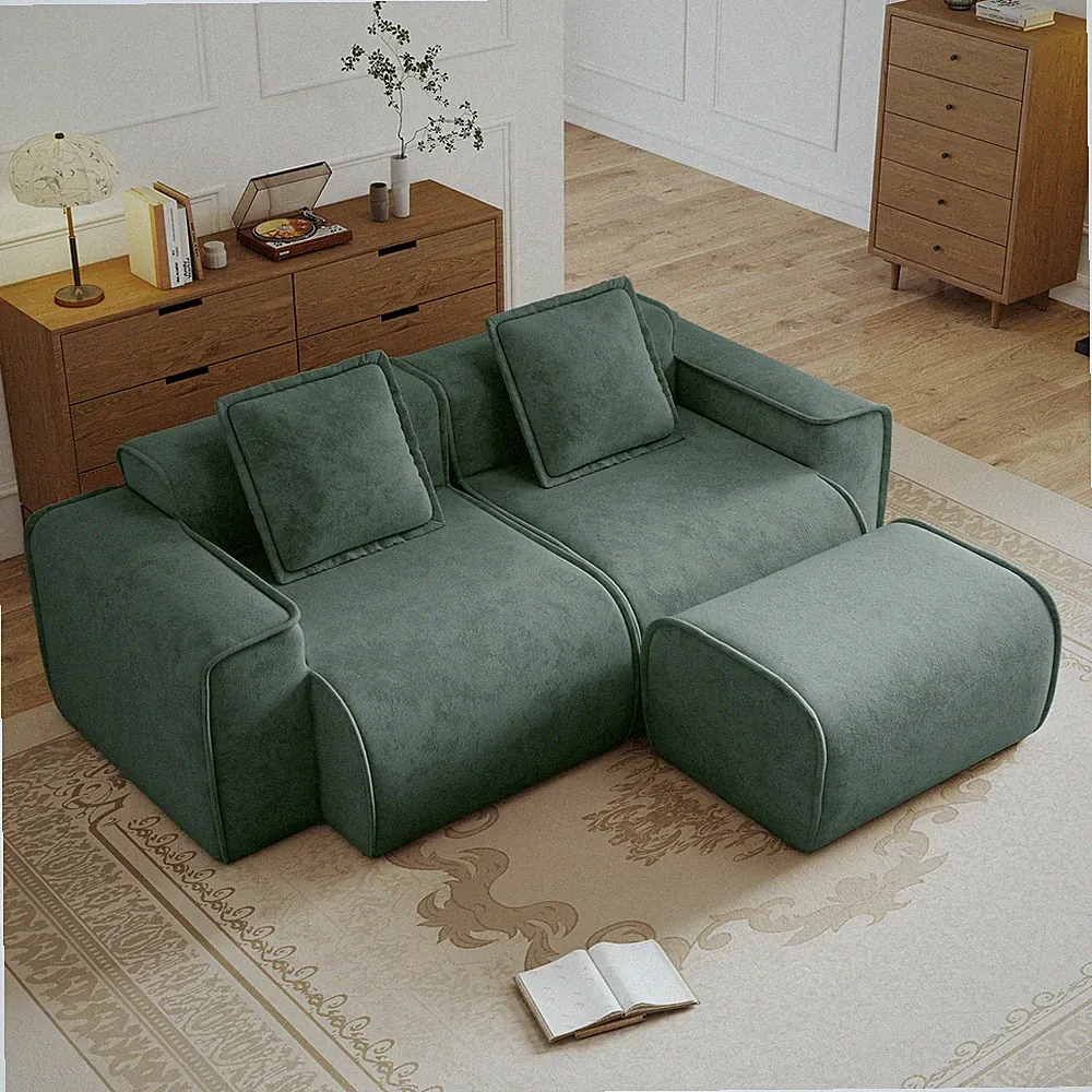 Streamlined Design Modular 2 Seat L Shape Sectional Boneless Sofa w/French Ed