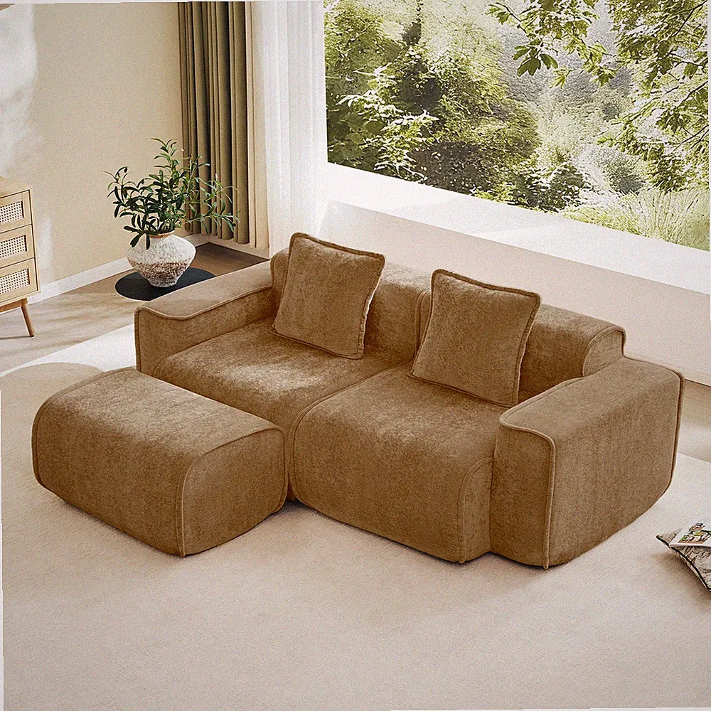 Streamlined Design Modular 2 Seat L Shape Sectional Boneless Sofa with French