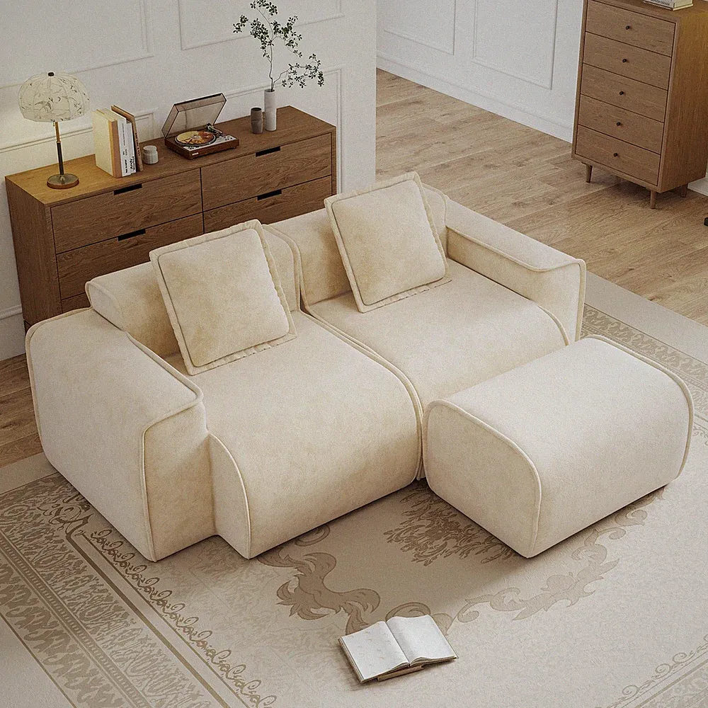 Streamlined Design Modular 2 Seat L Shape Sectional Boneless Sofa with French