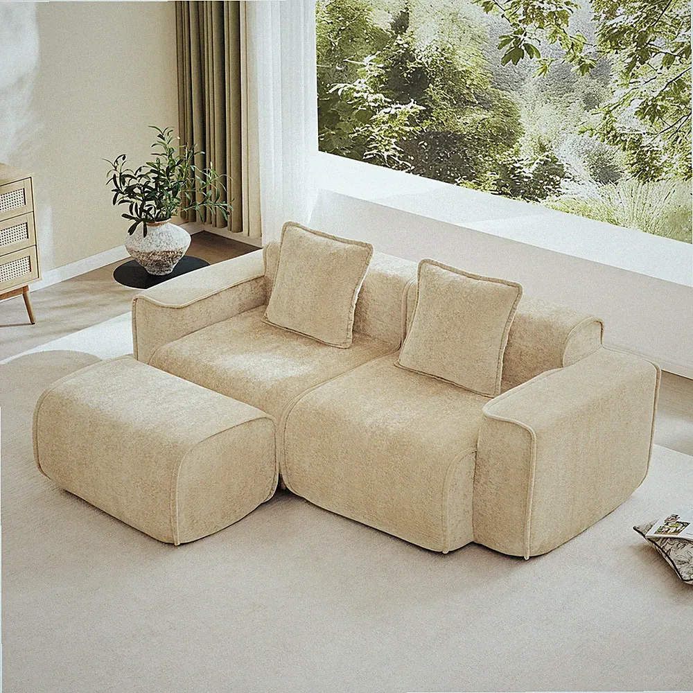 Streamlined Design Modular 2 Seat L Shape Sectional Boneless Sofa with French E