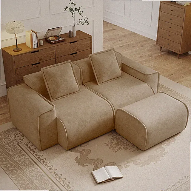 Streamlined Design Modular 2 Seat L Shape Sectional Boneless Sofa with French E