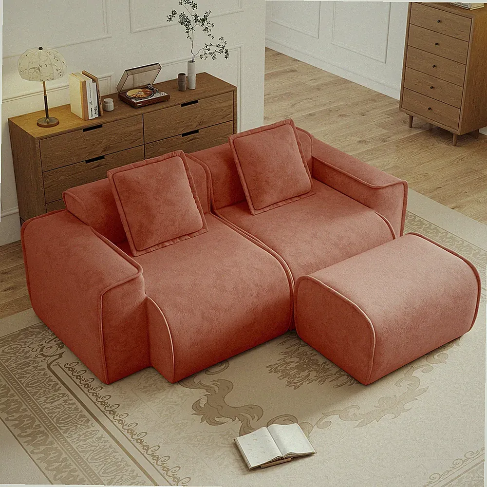 Streamlined Design Modular 2 Seat L Shape Sectional Boneless Sofa with French Ed