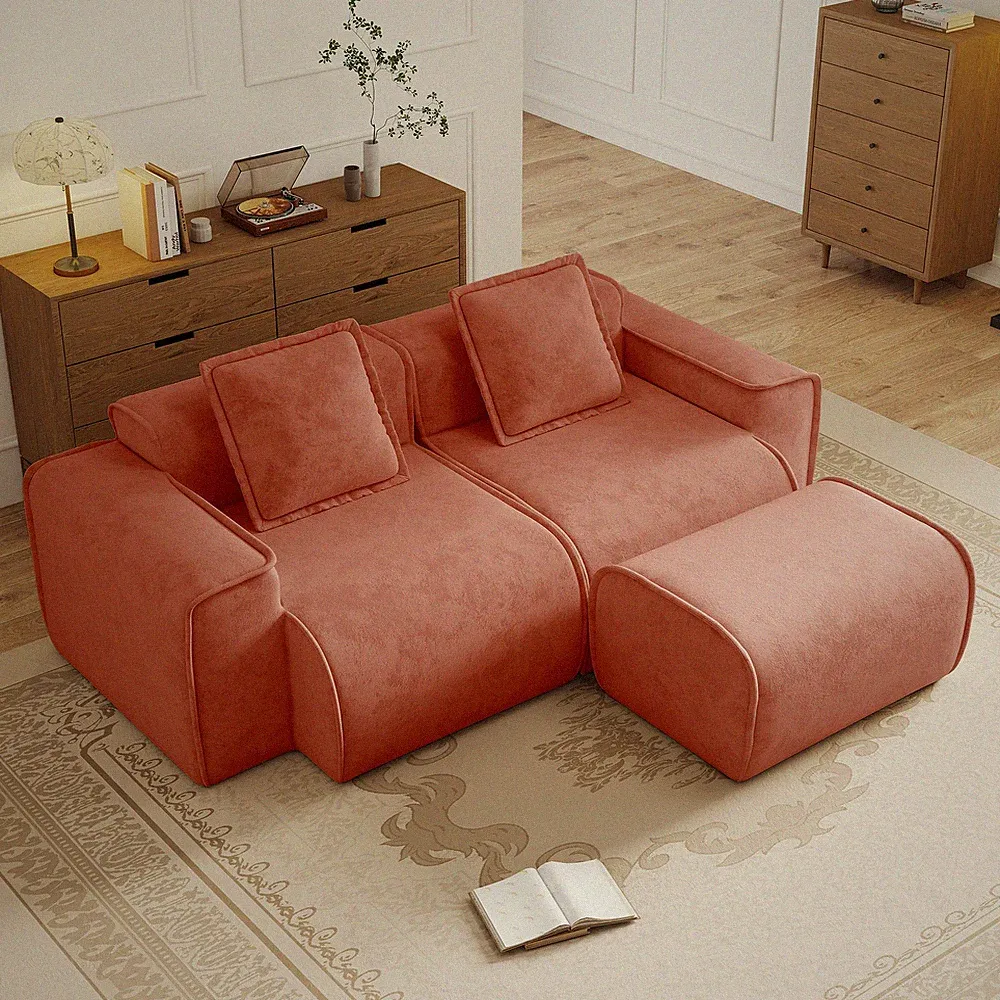 Streamlined Design Modular 2 Seat L Shape Sectional Boneless Sofa with French Ed