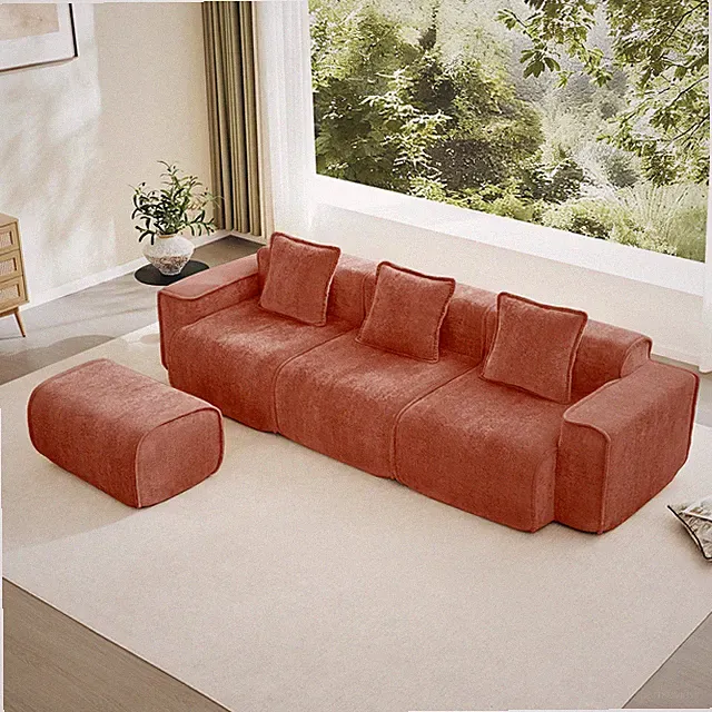Streamlined Design Modular 3 Seat L Shape Sectional Boneless Sofa with French