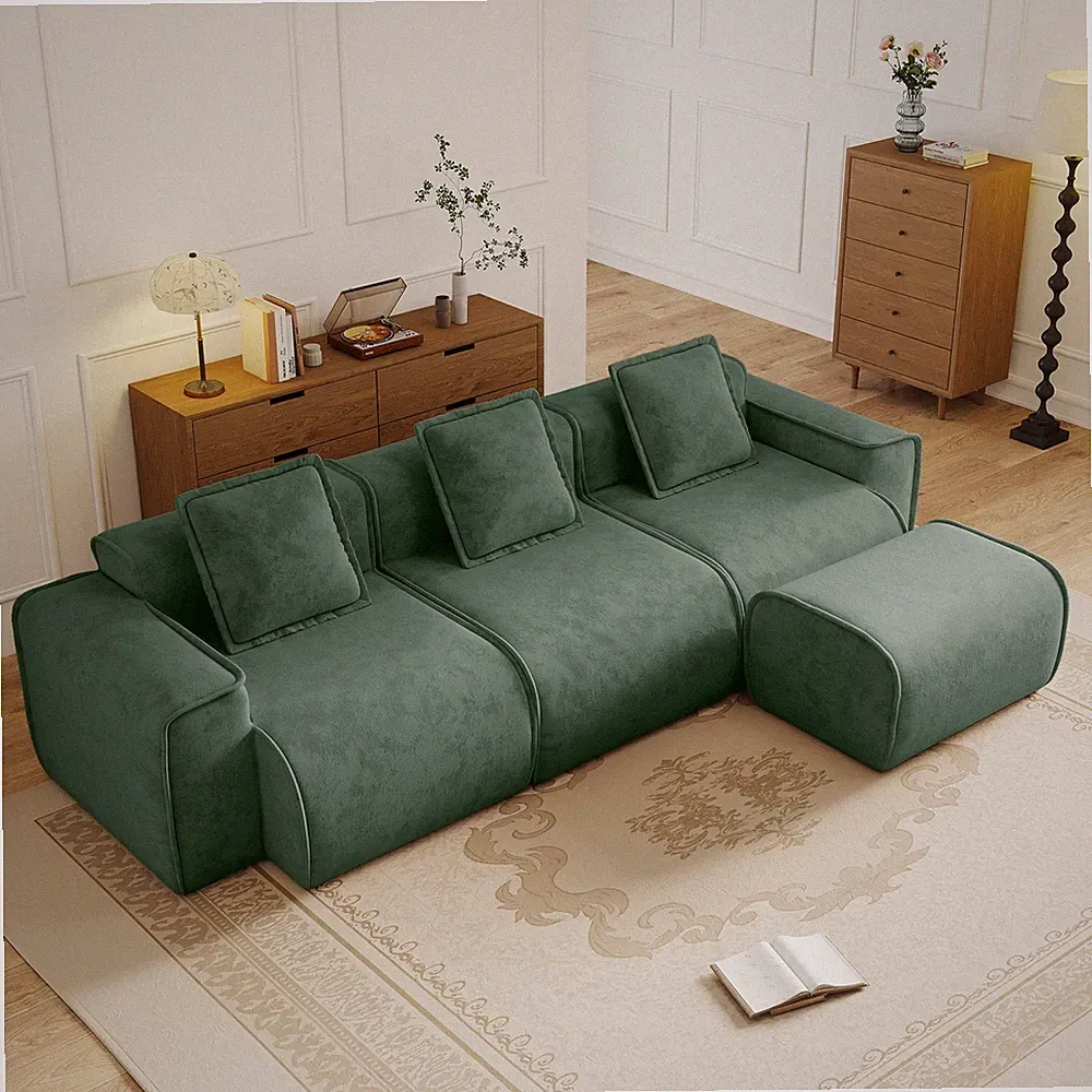 Streamlined Design Modular 3 Seat L Shape Sectional Boneless Sofa with French