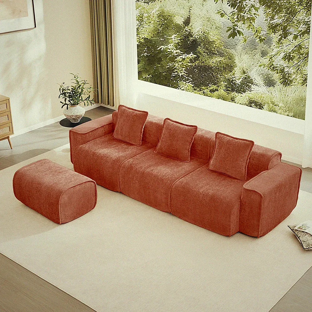 Streamlined Design Modular 3 Seat L Shape Sectional Boneless Sofa with French Ed