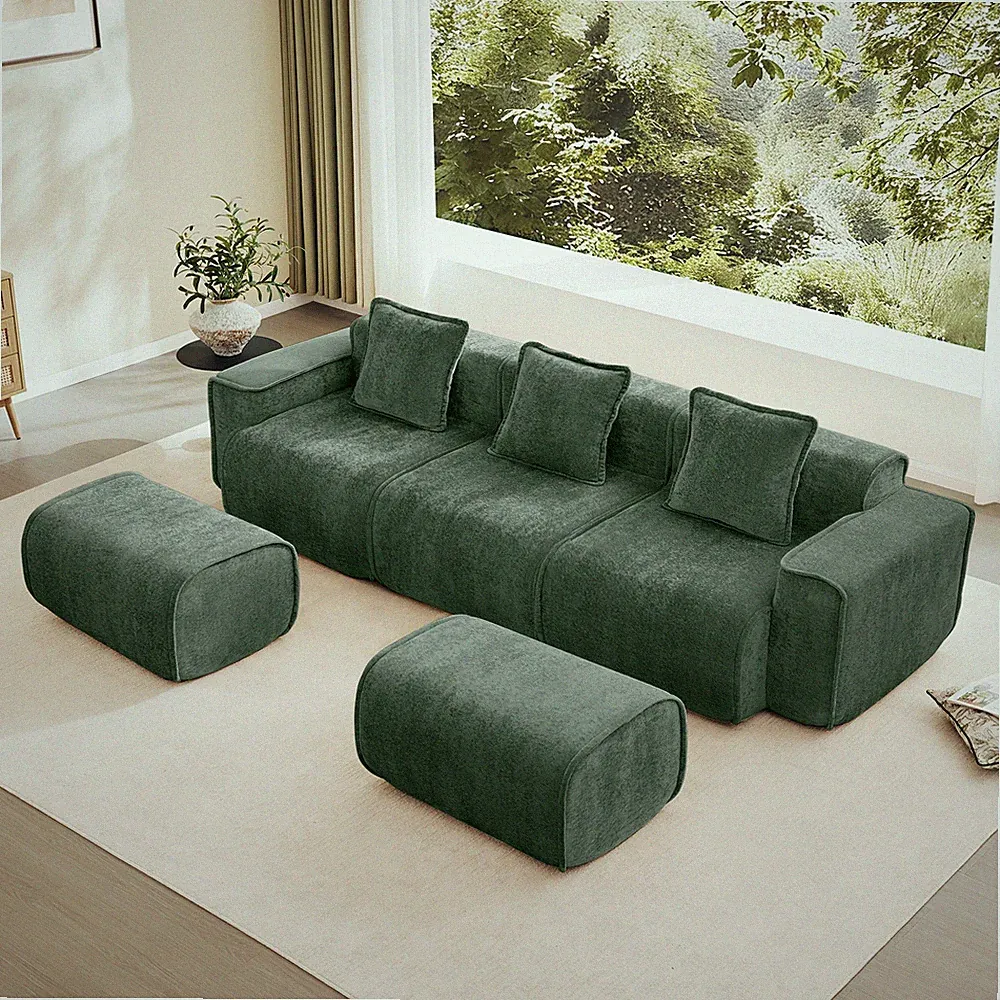 Streamlined Design Modular 3 Seat U Shape Sectional Boneless Sofa with French