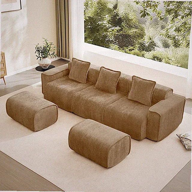 Streamlined Design Modular 3 Seat U Shape Sectional Boneless Sofa with French Ed
