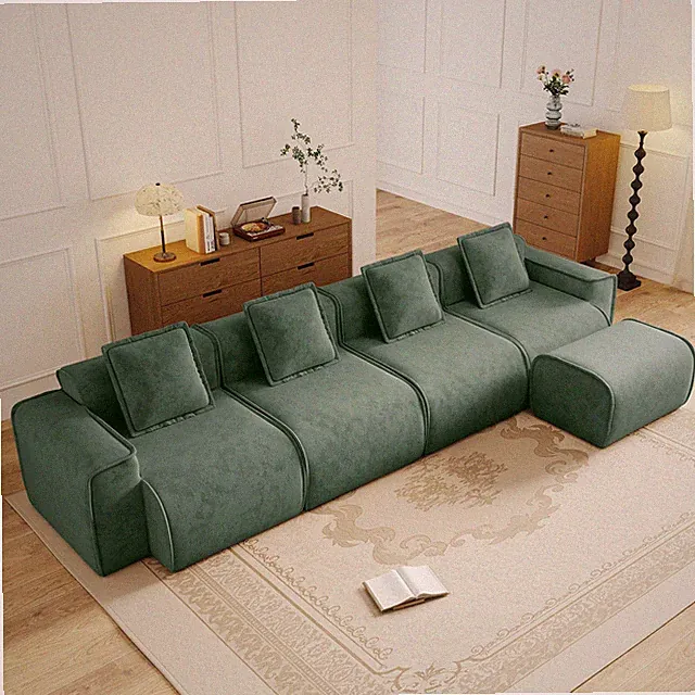 Streamlined Design Modular 4 Seat L Shape Sectional Boneless Sofa with French