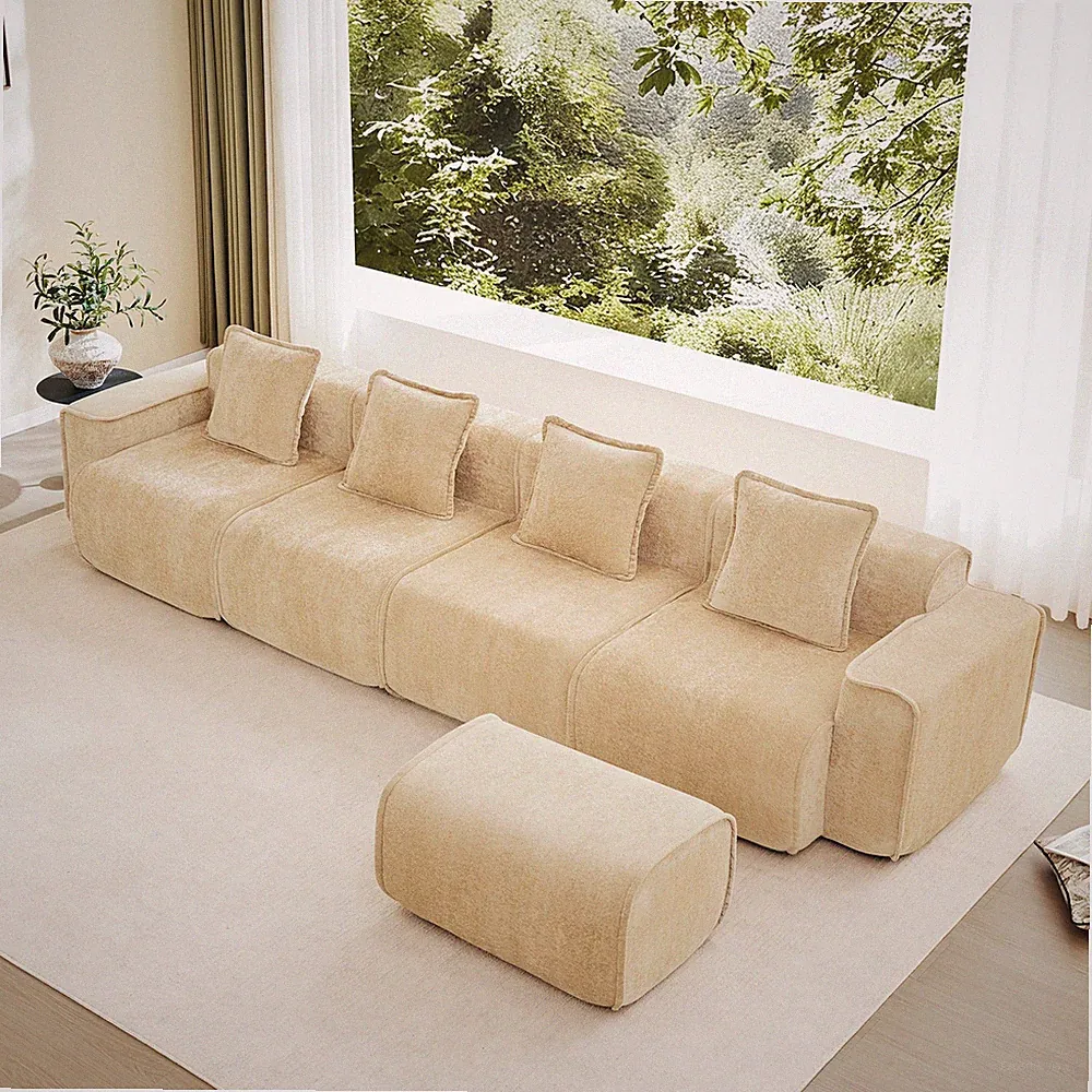 Streamlined Design Modular 4 Seat L Shape Sectional Boneless Sofa with French