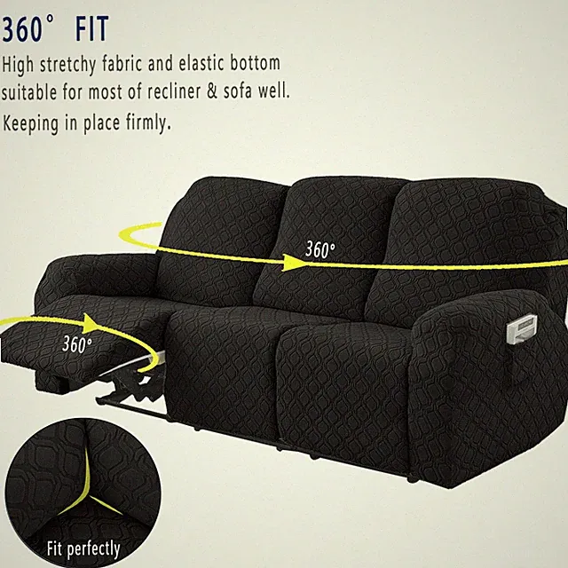 Strecth Recliner Cover Jacquard 3 Seater Couch Slipcover Lounge Sofa Protector .