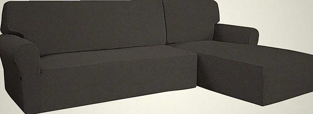Stretch 2-Pieces L-Shape Sectional Couch Cover, Small, Dark Gray | Slipcover For