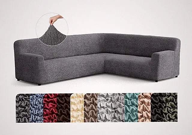 Stretch Corner Sectional Couch Cover L Shape Sofa Slipcover Dark Grey PAULATO
