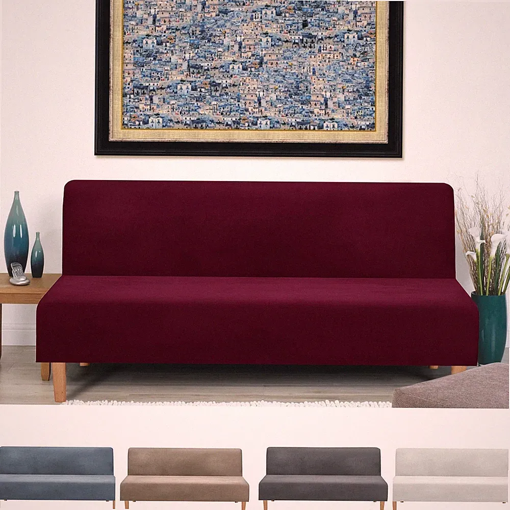 Stretch Futon Slipcover Velvet Armless Futon Cover Elastic Furniture Protector