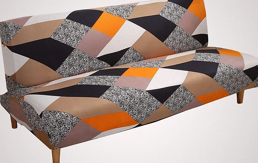 Stretch Geometric Sofa Bed Cover Futon Slipcover,Full Folding Armless Sofa