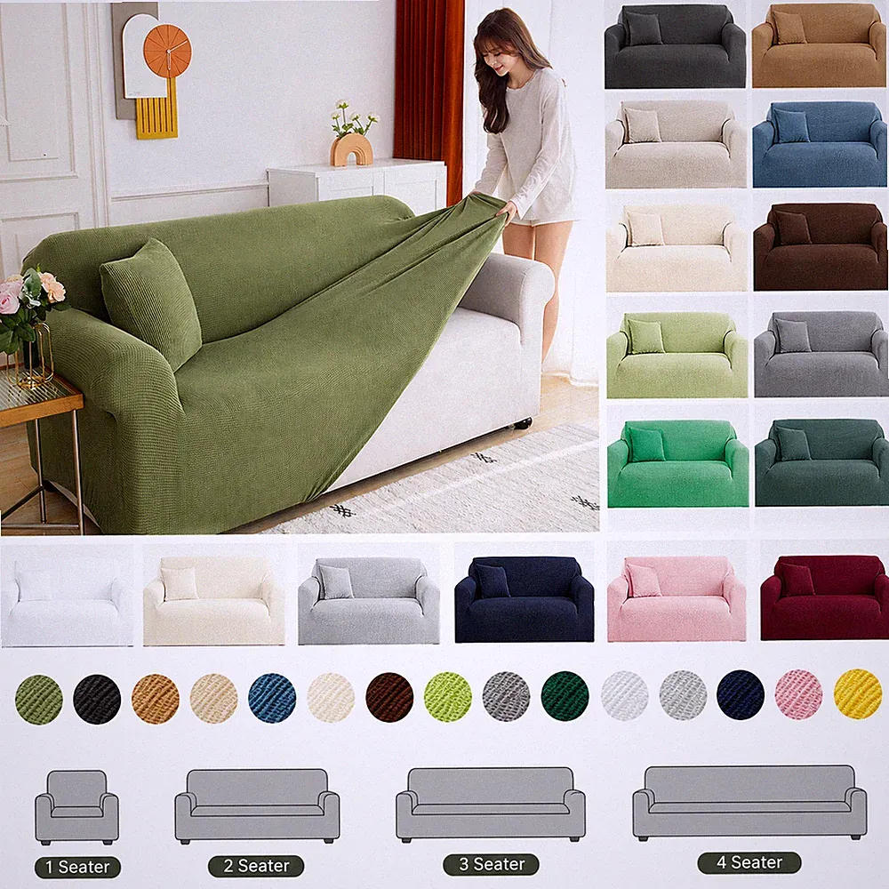 Stretch Jacquard Sofa Cover Couch Slipcover Elastic 1-5 Seater L Shape Sectional