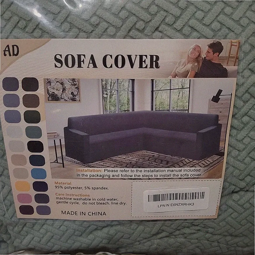 Stretch L Shape Sectional Sofa Cover Light Sage Green Washable Slipcover