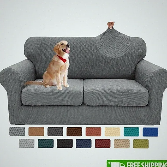 Stretch Loveseat Cover 3 Pieces Non-Slip Jacquard Sofa Protector Slipcover New